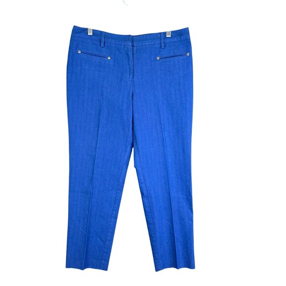 Womens Blue Larry Levine Ankle Pants Stretch Cotton Blend High Rise Size 12 - Picture 1 of 9